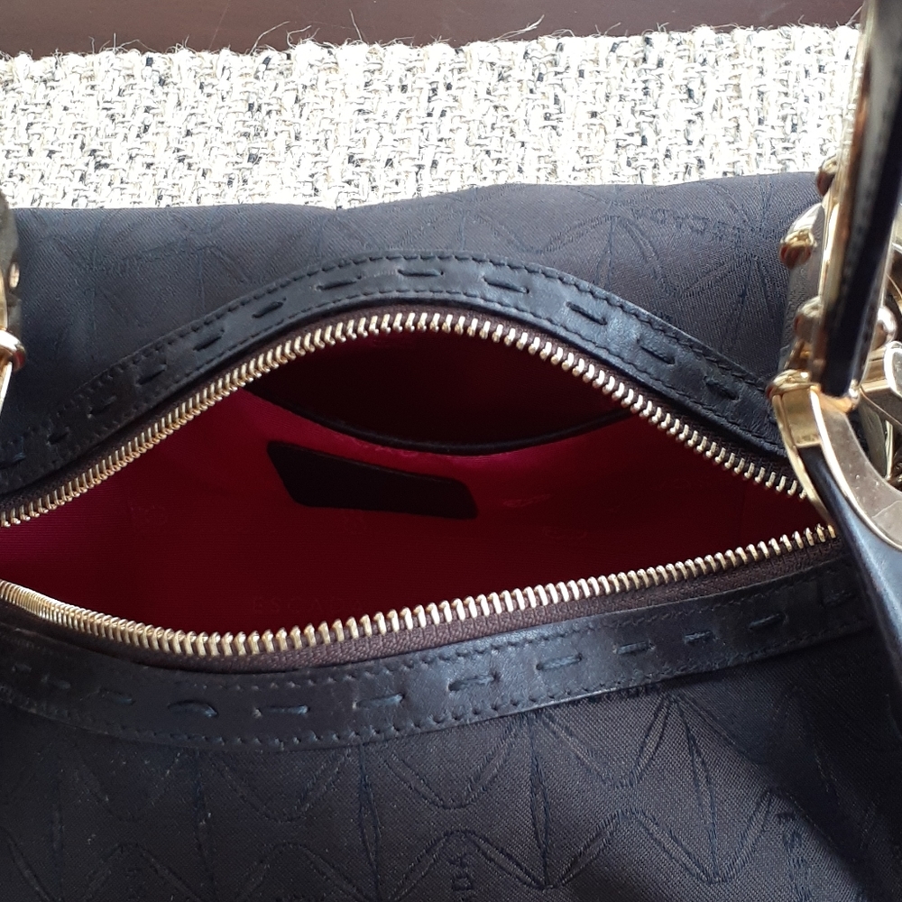 Escada Brown Leather Trimmed Shoulder Bag - Picture 10 of 16